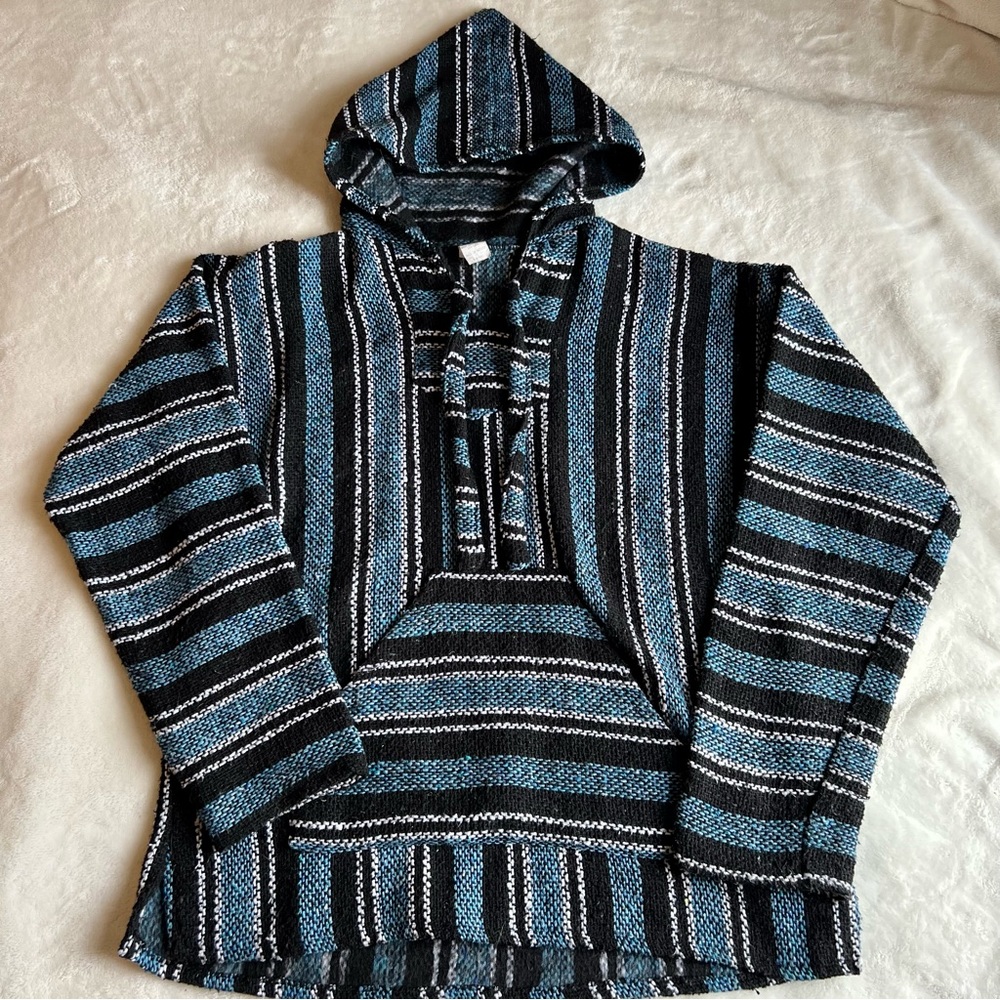 Baja hoodie, color blue and black, size medium